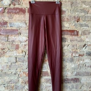 Burgundy Vegan Leather Leggings -Large